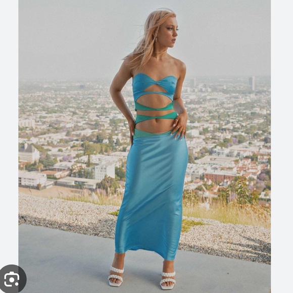 🩵 Riley Hubatka EXCLUSIVE x Peppermayo Azure Blue Mondello Maxi Skirt | 6 - Picture 4 of 15